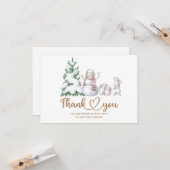 Winter baby shower dank u kaart (Voorkant / Achterkant in situ)