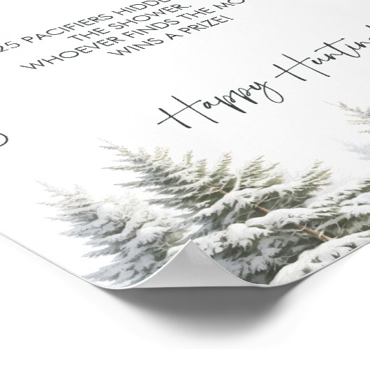 Winter Baby shower De Fopspeen Hunt Spel Sign Poster (Hoek)