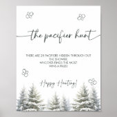 Winter Baby shower De Fopspeen Hunt Spel Sign Poster (Voorkant)
