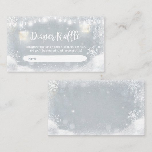 Winter Baby shower Diaper Raffle Card Rustic Snow Informatiekaartje (Voorkant / Achterkant)