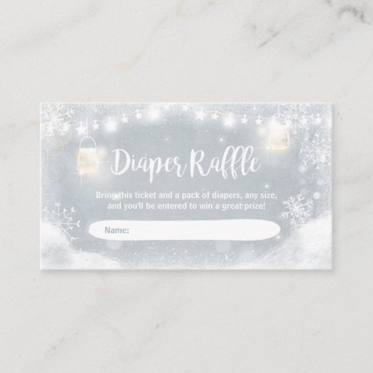 Winter Baby shower Diaper Raffle Card Rustic Snow Informatiekaartje (Voorkant)