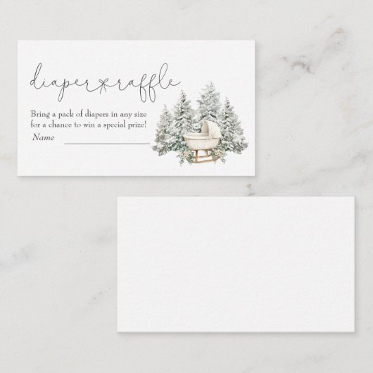 Winter Baby Shower Diaper Raffle Enclosure Card Informatiekaartje (Voorkant / Achterkant)
