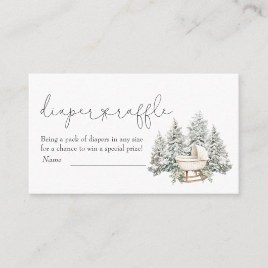 Winter Baby Shower Diaper Raffle Enclosure Card Informatiekaartje (Voorkant)
