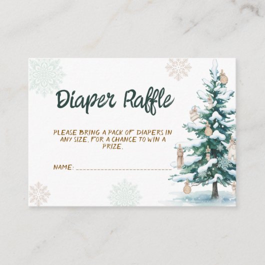 Winter Baby Shower Diaper Raffle Informatiekaartje (Voorkant)