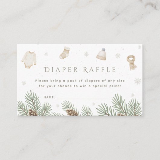 Winter Baby Shower Diaper Raffle Informatiekaartje (Voorkant)