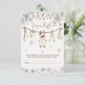 Winter Baby shower Diaper Raffle Informatiekaartje (Staand voorkant)