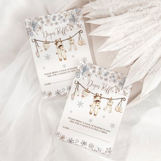 Winter Baby shower Diaper Raffle Informatiekaartje