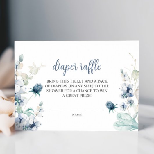 Winter Baby shower Diaper Raffle Informatiekaartje