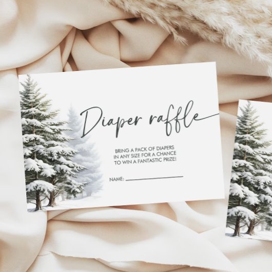 Winter Baby shower Diaper Raffle Informatiekaartje