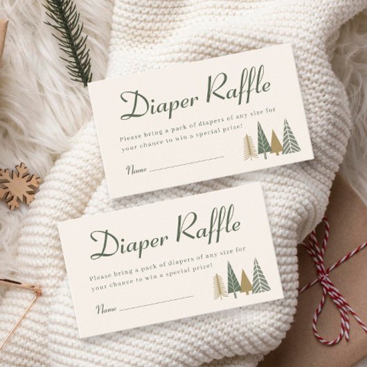 Winter Baby shower Diaper Raffle Informatiekaartje