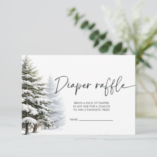 Winter Baby shower Diaper Raffle Informatiekaartje (Staand voorkant)