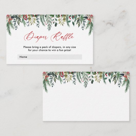 Winter Baby shower Diaper Raffle Kaart (Voorkant / Achterkant)