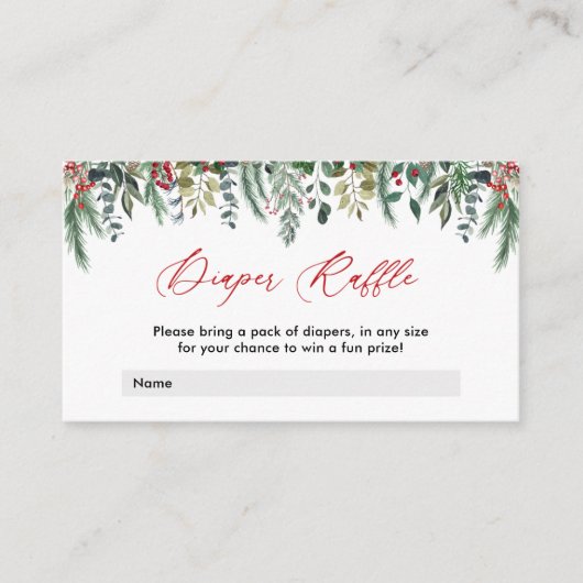 Winter Baby shower Diaper Raffle Kaart (Voorkant)