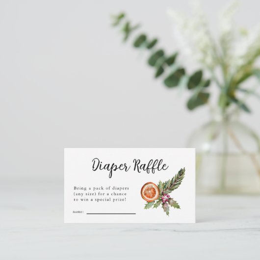 Winter Baby shower Diaper Raffle Ticket Informatiekaartje (Staand voorkant)