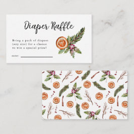 Winter Baby shower Diaper Raffle Ticket Informatiekaartje