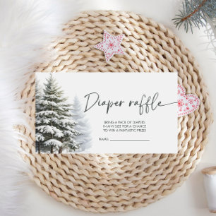 Winter Baby shower Diaper Raffle Ticket Informatiekaartje