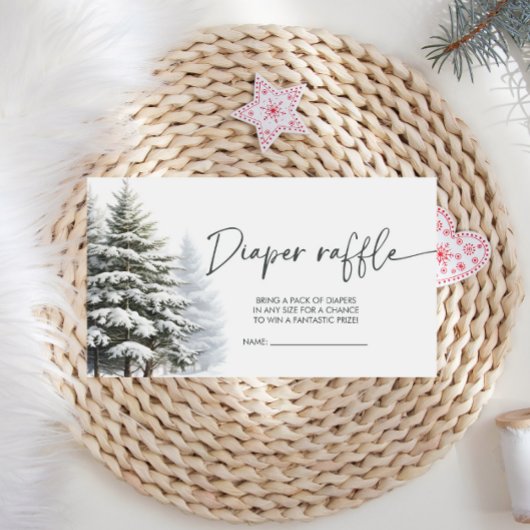 Winter Baby shower Diaper Raffle Ticket Informatiekaartje