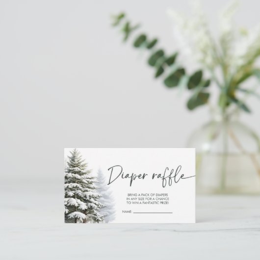 Winter Baby shower Diaper Raffle Ticket Informatiekaartje (Staand voorkant)