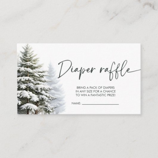 Winter Baby shower Diaper Raffle Ticket Informatiekaartje (Voorkant)