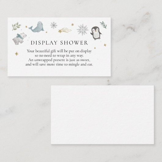 Winter Baby shower Display Douche insert kaart (Voorkant / Achterkant)