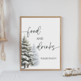 Winter Baby shower eten en Drinken teken Poster