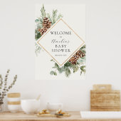 Winter Baby shower Evergreen Welcome Poster (Keuken)