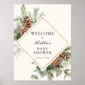 Winter Baby shower Evergreen Welcome Poster (Voorkant)