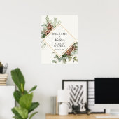 Winter Baby Shower Evergreen Welkom Poster (Thuiskantoor)