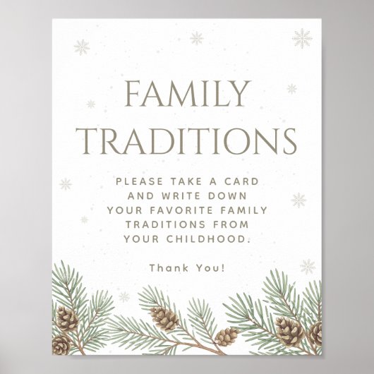 Winter Baby Shower Family Traditions Game Poster (Voorkant)