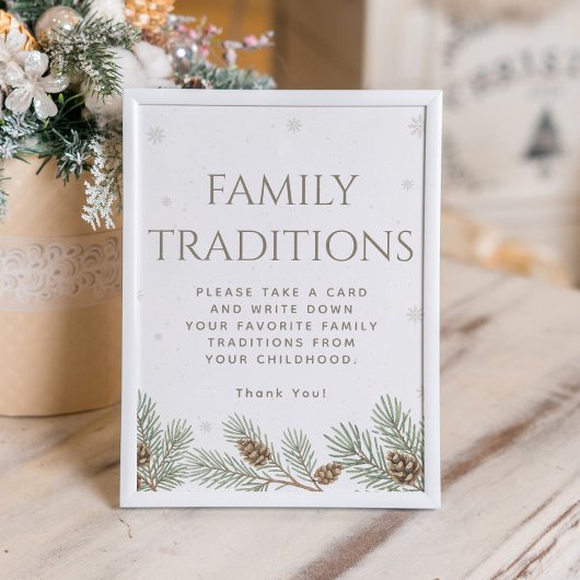 Winter Baby Shower Family Traditions Game Poster