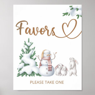 Winter baby shower Favors-teken Poster