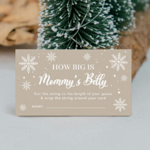 Winter Baby shower Game Hoe groot is mama's buik Informatiekaartje