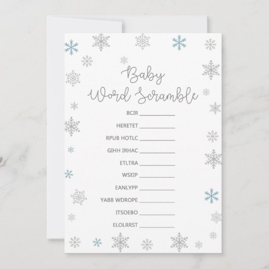 Winter Baby shower Game w antwoord 5x7 formaat Kaart (Voorkant)