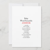 Winter Baby shower Game w antwoord 5x7 formaat Kaart (Achterkant)