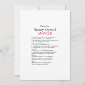 Winter Baby shower Game w antwoord terug 5x7 forma Kaart (Achterkant)