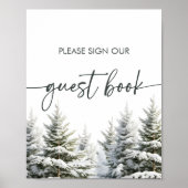 Winter Baby shower gastenboek teken Poster (Voorkant)