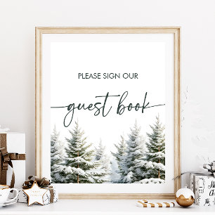 Winter Baby shower gastenboek teken Poster