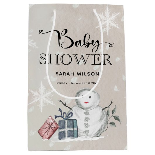 Winter Baby shower Gift Bag Medium Cadeauzakje (Voorkant)