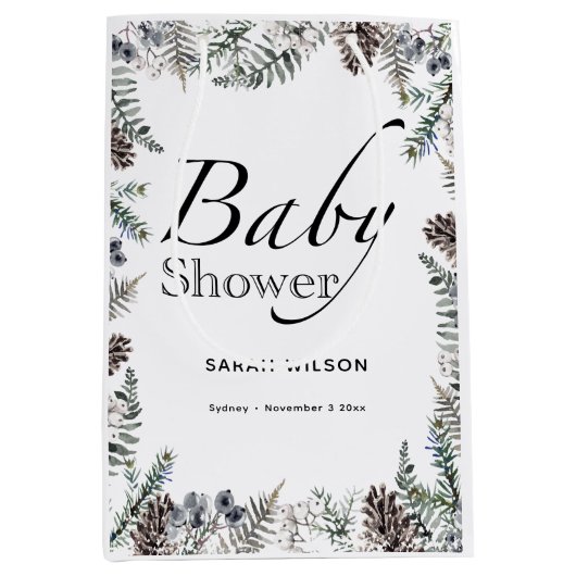 Winter Baby shower Gift Bag Medium Cadeauzakje (Voorkant)