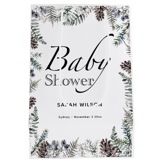 Winter Baby shower Gift Bag Medium Cadeauzakje (Achterkant)