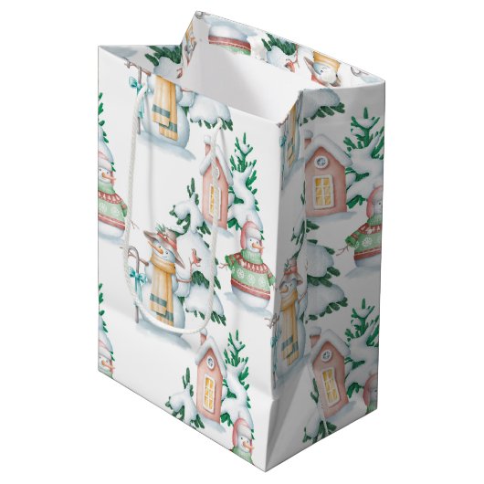 Winter Baby shower Gift Bag Medium Cadeauzakje (Voorkant Gekanteld)