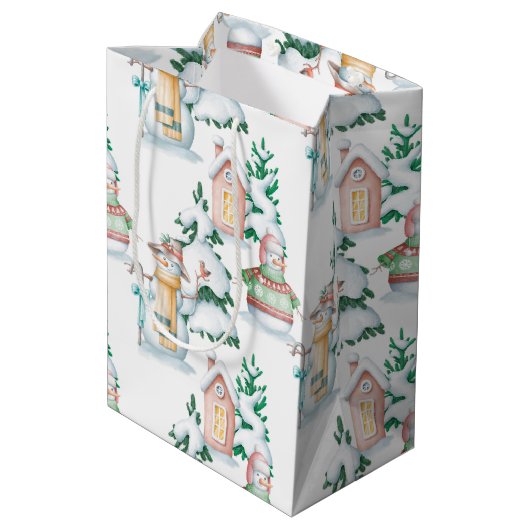 Winter Baby shower Gift Bag Medium Cadeauzakje (Achterkant Gekanteld)