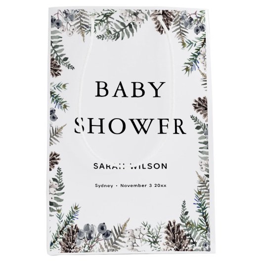 Winter Baby shower Gift Bag Medium Cadeauzakje (Voorkant)