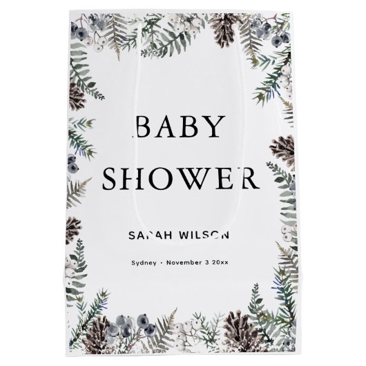 Winter Baby shower Gift Bag Medium Cadeauzakje (Achterkant)