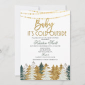 Winter Baby shower Glitter Tree Invitation Kaart (Voorkant)