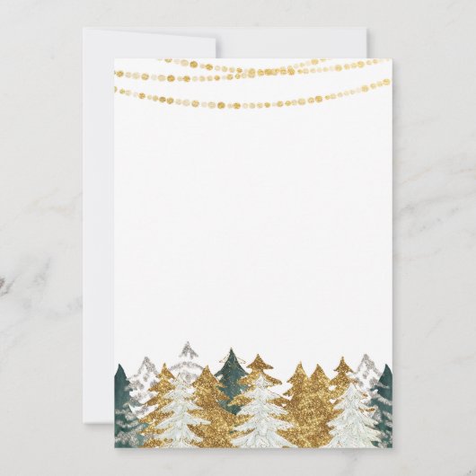 Winter Baby shower Glitter Tree Invitation Kaart (Achterkant)