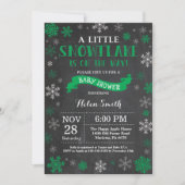 Winter Baby shower Green Snowflake Chalkboard Kaart (Voorkant)
