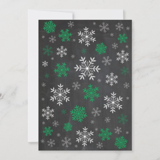 Winter Baby shower Green Snowflake Chalkboard Kaart (Achterkant)