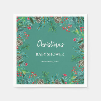 Winter Baby shower Groen Servet