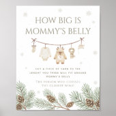 Winter Baby Shower Guess How Big is Her Belly Game Poster (Voorkant)